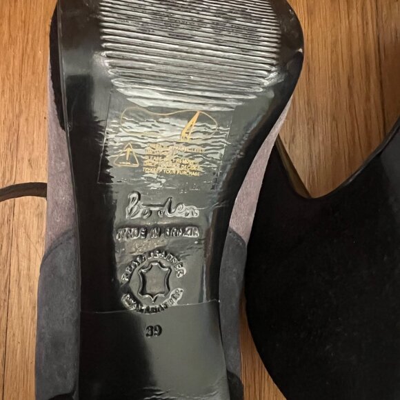 Boden Size 8 Black & Gray Suede Round Toe T-Strap Mary Jane High Heel Pumps Shoe - Picture 9 of 16